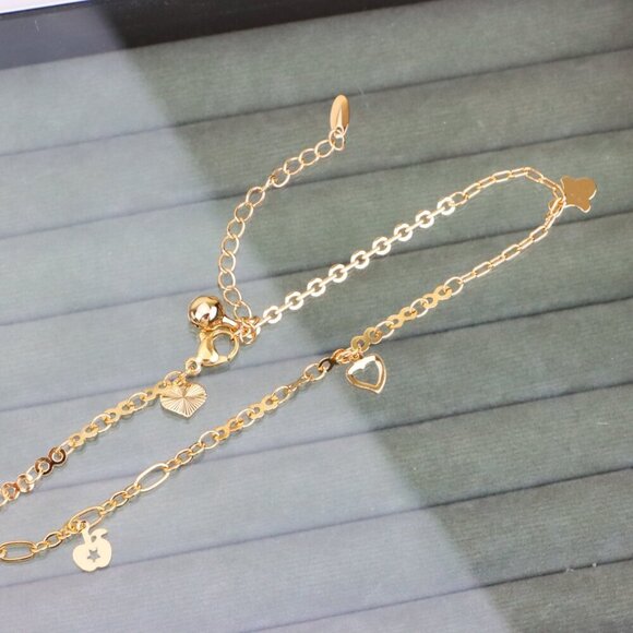 "Rose Gold Heart & Charm Anklet with Adjustable Link Chain, XPAL1076 - Picture 9 of 12